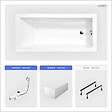BESCO - Baignoire rectangulaire - 120 x 70 cm - avec Tablier Blanc - Pieds - Vidage Chrome - MODERN - vignette