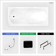 BESCO - Baignoire rectangulaire - 180 x 80 cm - sans Habillage - avec Pieds - Repose-tête - Vidage Chrome - BONA - vignette