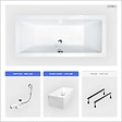OTITEC - Baignoire rectangulaire - 180 x 80 cm - avec Habillage Polystyrène - Pieds - Vidage Chrome - QUADRO - vignette
