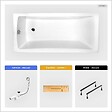 BESCO - Baignoire rectangulaire - 140 x 70 cm - sans Habillage - avec Pieds - Étagère bambou - Vidage Chrome - OPTIMA - vignette