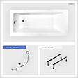 BESCO - Baignoire rectangulaire - 100 x 70 cm - sans Habillage - avec Pieds - Vidage Chrome - TALIA - vignette