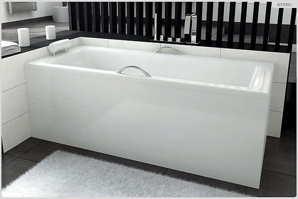 BESCO - Baignoire rectangulaire - 100 x 70 cm - sans Habillage - avec Pieds - Vidage Chrome - TALIA - large