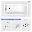 BESCO - Baignoire rectangulaire - 160 x 70 cm - avec Tablier Blanc - Pieds - Vidage Chrome - OPTIMA - vignette