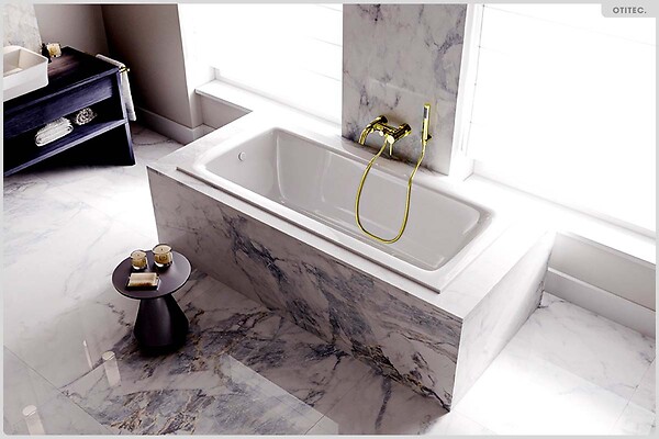 BESCO - Baignoire rectangulaire - 170 x 75 cm - sans Habillage - avec Pieds - Vidage Chrome - TALIA SLIM - large
