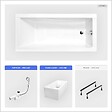 BESCO - Baignoire rectangulaire - 150 x 70 cm - avec Habillage Polystyrène - Pieds - Vidage Chrome - MODERN SLIM - vignette