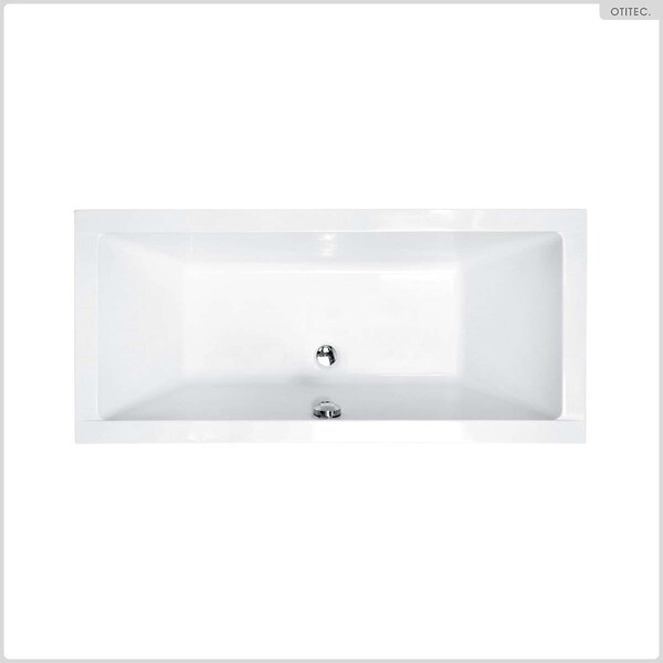 OTITEC - Baignoire rectangulaire - 170 x 75 cm - avec Tablier - Pieds - Vidage Chrome - QUADRO - large