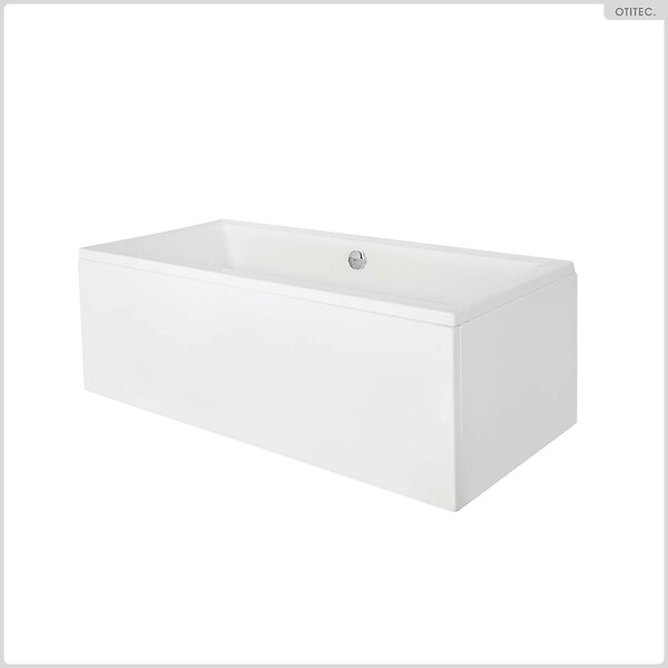 OTITEC - Baignoire rectangulaire - 170 x 75 cm - avec Tablier - Pieds - Vidage Chrome - QUADRO - large