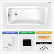 BESCO - Baignoire rectangulaire - 150 x 70 cm - sans Habillage - avec Pieds - Repose-tête - Étagère bambou - Vidage Chrome - OPTIMA - vignette