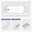 BESCO - Baignoire rectangulaire - 150 x 70 cm - avec Tablier Blanc - Pieds - Vidage Chrome - ARIA - vignette