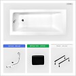 BESCO - Baignoire rectangulaire - 160 x 75 cm - sans Habillage - avec Pieds - Poignées - Repose-tête - Vidage Chrome - TALIA PREMIUM - vignette