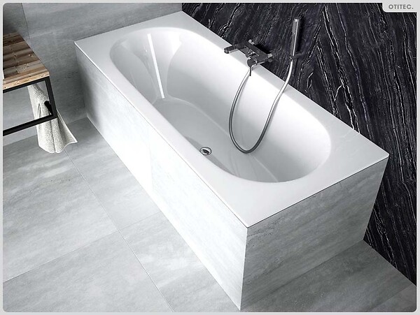 BESCO - Baignoire rectangulaire - 150 x 75 cm - sans Habillage - avec Pieds - Vidage Chrome - VITAE - large