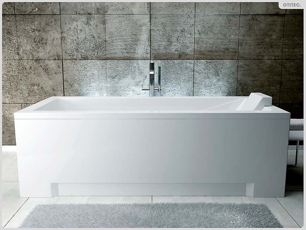 BESCO - Baignoire rectangulaire - 130 x 70 cm - avec Habillage - Pieds - Vidage Chrome - MODERN - large