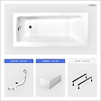 BESCO - Baignoire rectangulaire - 160 x 75 cm - avec Tablier Blanc - Pieds - Vidage Chrome - TALIA - vignette
