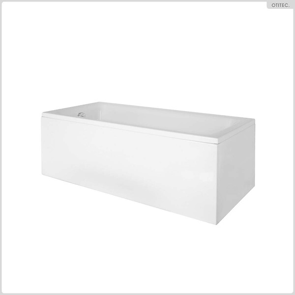 BESCO - Baignoire rectangulaire - 160 x 75 cm - avec Tablier Blanc - Pieds - Vidage Chrome - TALIA - large
