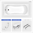 BESCO - Baignoire rectangulaire - 170 x 70 cm - avec Habillage - Pieds - Vidage Chrome - ARIA - vignette