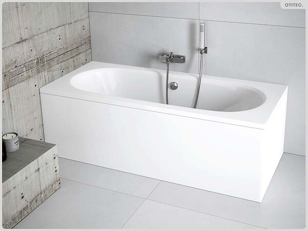 BESCO - Baignoire rectangulaire - 170 x 75 cm - avec Tablier - Pieds - Vidage Chrome - VITAE - large