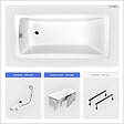 BESCO - Baignoire rectangulaire - 140 x 70 cm - avec Habillage - Pieds - Vidage Chrome - OPTIMA - vignette