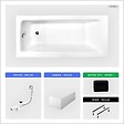 BESCO - Baignoire rectangulaire - 170 x 75 cm - avec Tablier Blanc - Pieds - Poignées - Repose-tête - Vidage Chrome - TALIA PREMIUM - vignette