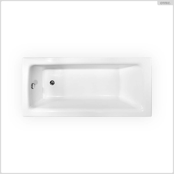 BESCO - Baignoire rectangulaire - 150 x 70 cm - avec Habillage - Pieds - Vidage Chrome - TALIA SLIM - large