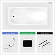 BESCO - Baignoire rectangulaire - 150 x 70 cm - sans Habillage - avec Pieds - Repose-tête - Vidage Chrome - BONA - vignette