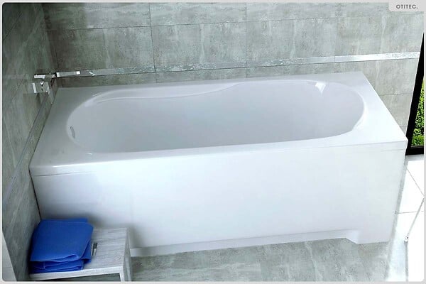 BESCO - Baignoire rectangulaire - 150 x 70 cm - sans Habillage - avec Pieds - Repose-tête - Vidage Chrome - BONA - large