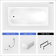 BESCO - Baignoire rectangulaire - 170 x 70 cm - avec Tablier Blanc - Pieds - Vidage Chrome - BONA - vignette