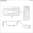 BESCO - Baignoire rectangulaire - 150 x 70 cm - avec Tablier Blanc - Pieds - Vidage Chrome - TALIA - vignette