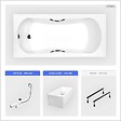 BESCO - Baignoire rectangulaire - 130 x 70 cm - avec Habillage Polystyrène - Pieds - Poignées - Vidage Chrome - ARIA PLUS - vignette