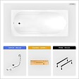 BESCO - Baignoire rectangulaire - 180 x 80 cm - sans Habillage - avec Pieds - Étagère bambou - Vidage Chrome - BONA - vignette