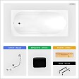 BESCO - Baignoire rectangulaire - 180 x 80 cm - sans Habillage - avec Pieds - Repose-tête - Étagère bambou - Vidage Chrome - BONA - vignette