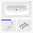 BESCO - Baignoire rectangulaire - 160 x 75 cm - sans Habillage - avec Pieds - Vidage Chrome - VITAE - vignette