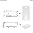 BESCO - Baignoire rectangulaire - 160 x 70 cm - avec Tablier Blanc - Pieds - Vidage Chrome - BONA - vignette