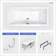 OTITEC - Baignoire rectangulaire - 155 x 70 cm - avec Habillage (4 cm) - Pieds - Vidage Chrome - QUADRO SLIM - vignette