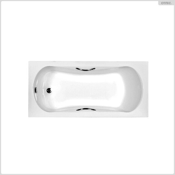 BESCO - Baignoire rectangulaire - 140 x 70 cm - avec Habillage - Pieds - Poignées - Vidage Chrome - ARIA PLUS - large
