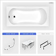 BESCO - Baignoire rectangulaire - 140 x 70 cm - avec Habillage - Pieds - Vidage Chrome - ARIA - vignette