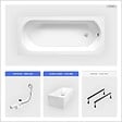 BESCO - Baignoire rectangulaire - 150 x 75 cm - avec Habillage Polystyrène - Pieds - Vidage Chrome - INTRICA SLIM - vignette