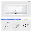 OTITEC - Baignoire rectangulaire - 175 x 80 cm - avec Tablier - Pieds - Vidage Chrome - QUADRO - vignette