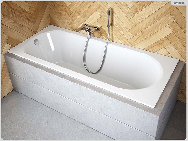 BESCO - Baignoire rectangulaire - 160 x 75 cm - sans Habillage - avec Pieds - Vidage Chrome - INTRICA SLIM - large
