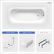 BESCO - Baignoire rectangulaire - 150 x 75 cm - avec Tablier Blanc - Pieds - Vidage Chrome - INTRICA - vignette