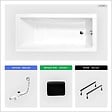 BESCO - Baignoire rectangulaire - 120 x 70 cm - sans Habillage - avec Pieds - Repose-tête - Vidage Chrome - MODERN - vignette