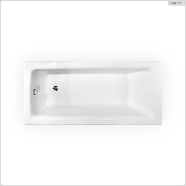BESCO - Baignoire rectangulaire - 160 x 75 cm - avec Habillage (4 cm) - Pieds - Vidage Chrome - TALIA SLIM - large