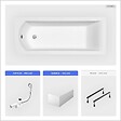 BESCO - Baignoire rectangulaire - 170 x 70 cm - avec Tablier - Pieds - Vidage Chrome - SHEA - vignette