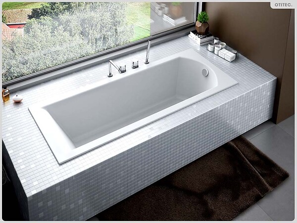 BESCO - Baignoire rectangulaire - 170 x 70 cm - avec Tablier - Pieds - Vidage Chrome - SHEA - large