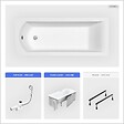 BESCO - Baignoire rectangulaire - 140 x 70 cm - avec Habillage (4 cm) - Pieds - Vidage Chrome - SHEA SLIM - vignette