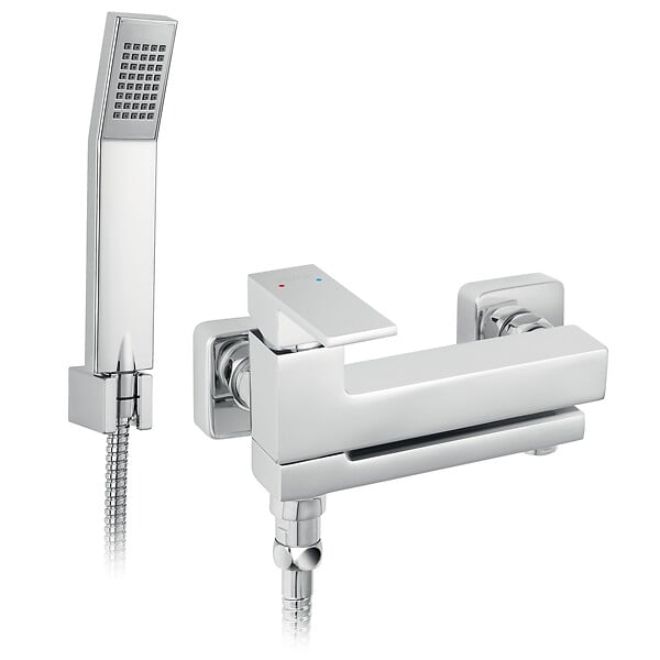 FERRO - Robinet mitigeur de bain mural, bec pivotant rabattable + douchette incluse ZICCO - large