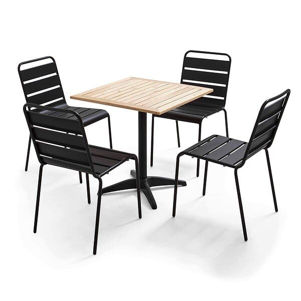 OVIALA - Table de jardin carrée plateau bois 70cm 4 places  - Times square - large