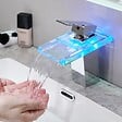 SANIVERRE - Robinet mitigeur bec cascade à LED lumineuses SOLEO Chrome brillant - vignette
