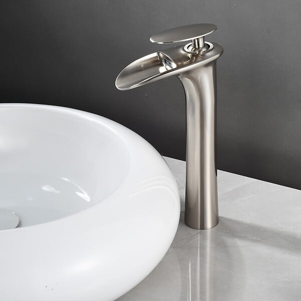 SANIVERRE - Robinet mitigeur BRIA bec cascade haut chrome brossé - large