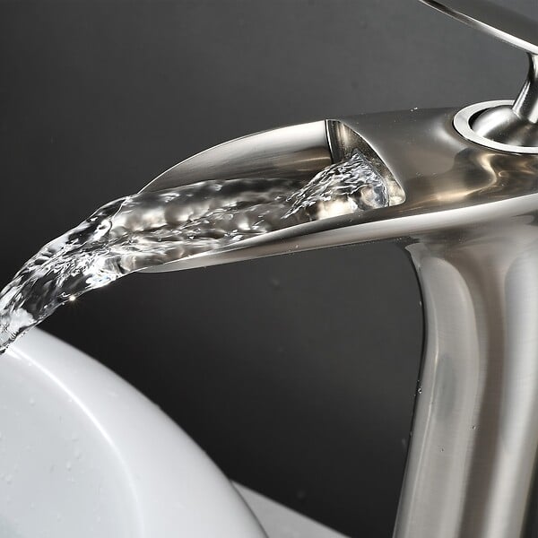 SANIVERRE - Robinet mitigeur BRIA bec cascade haut chrome brossé - large