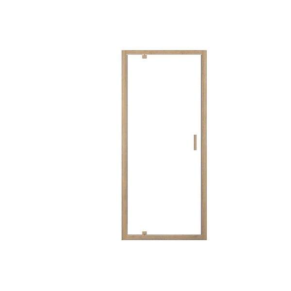 AURLANE - Porte de douche Pivotante 90x200cm - Profilés Aluminium effet Bois - Verre 6mm - WOOD CRUSH - large